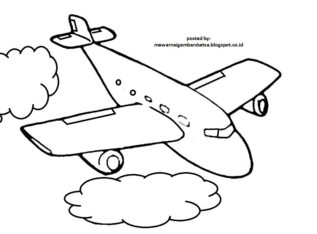 mewarnai gambar alat transportasi pesawat terbang