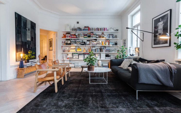 contih gambar ruang keluarga gaya skandinavia