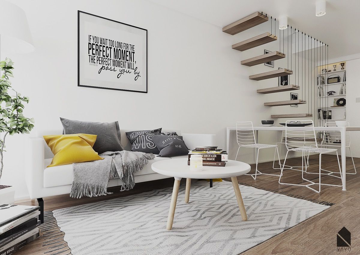 contoh gambar bentuk ruang keluarga gaya skandinavia