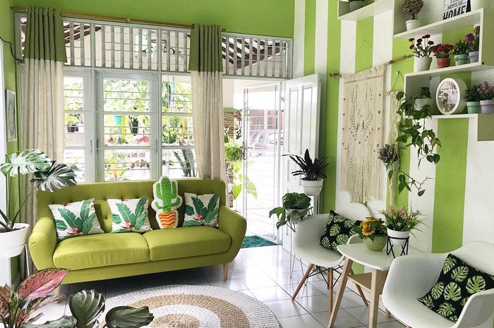gambar desain interior rumah warna hijau