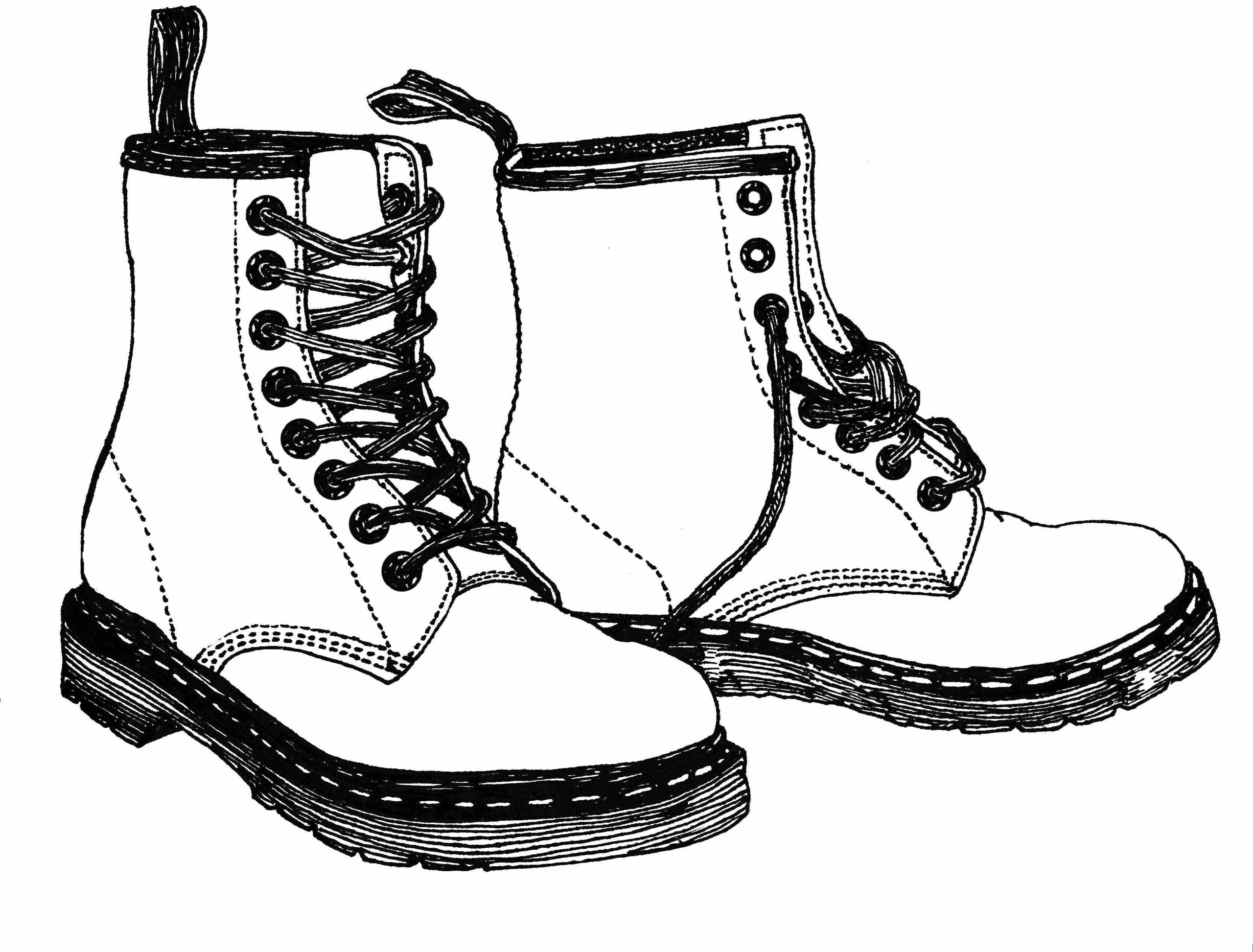 Gambar Sketsa Sepatu Boots