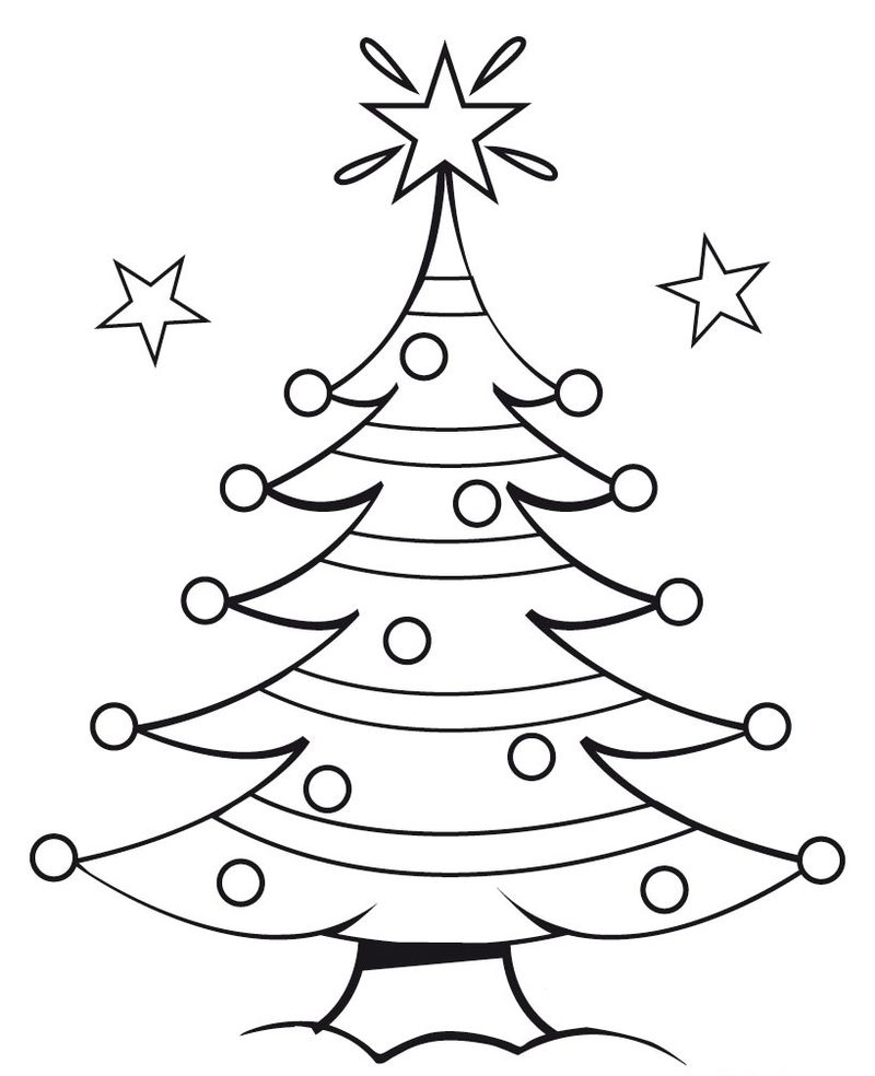 contoh gambar sketsa pohon natal