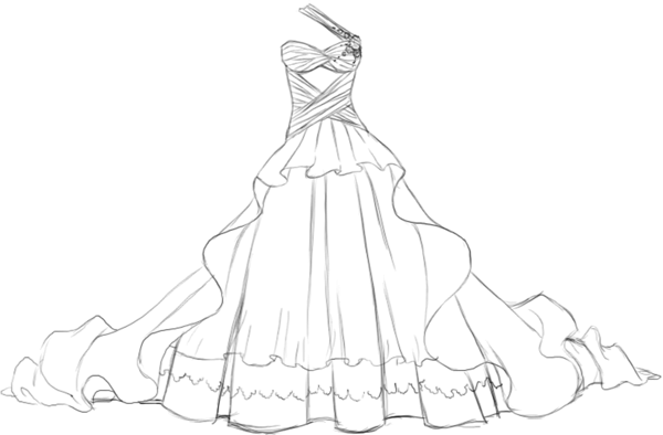 gambar sketsa baju pengantin