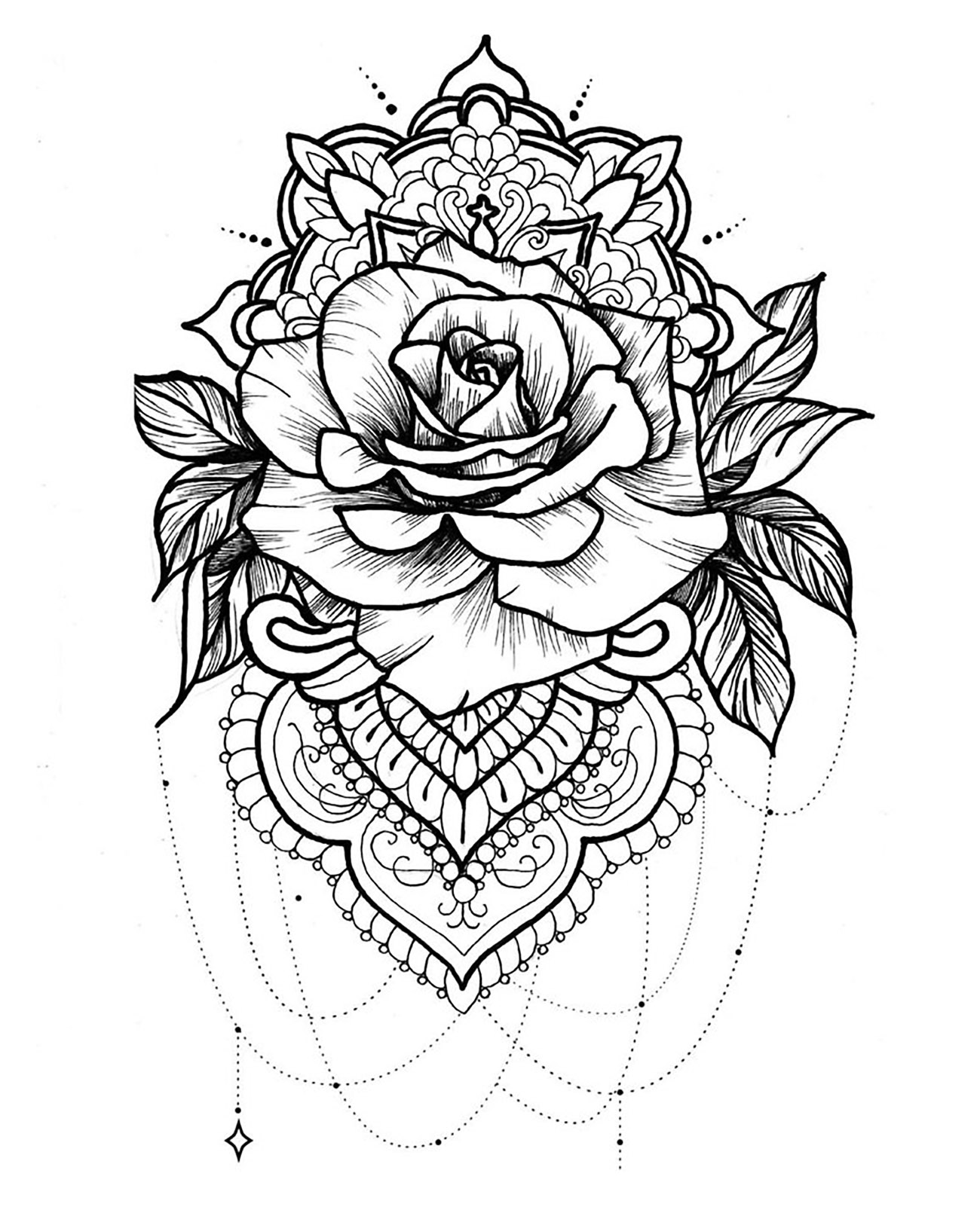 gambar sketsa bunga mawar keren