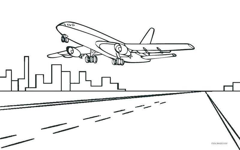 gambar sketsa pesawat mendarat