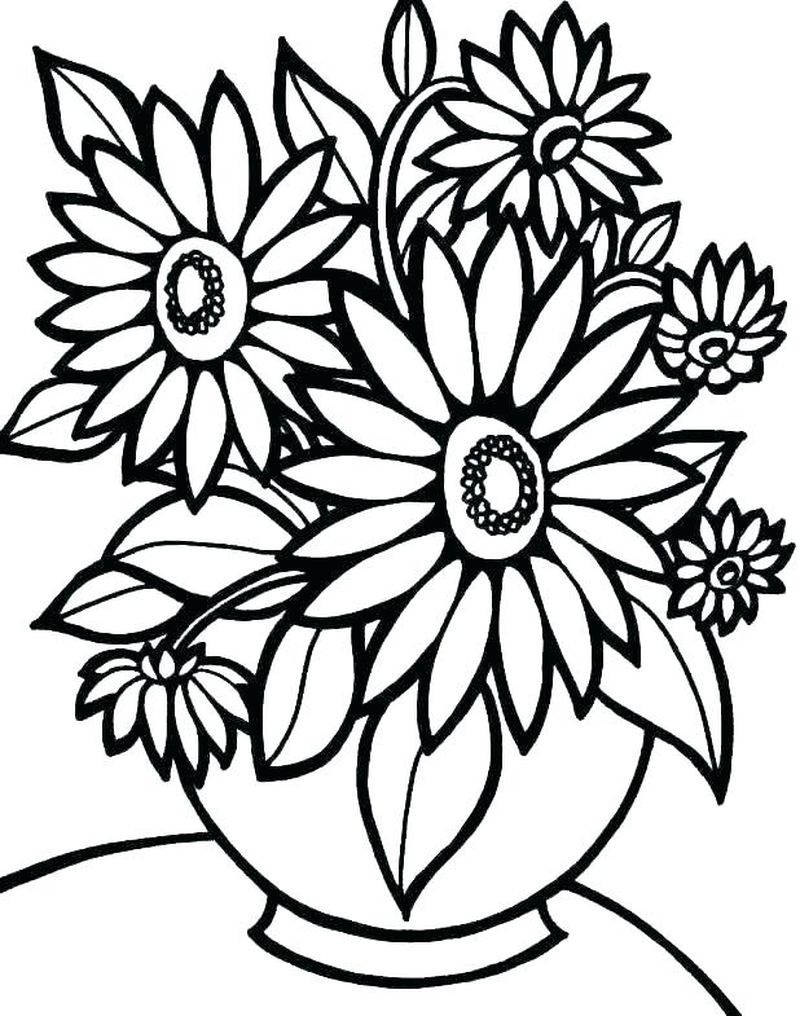 gambar sketsa vas bunga sederhana