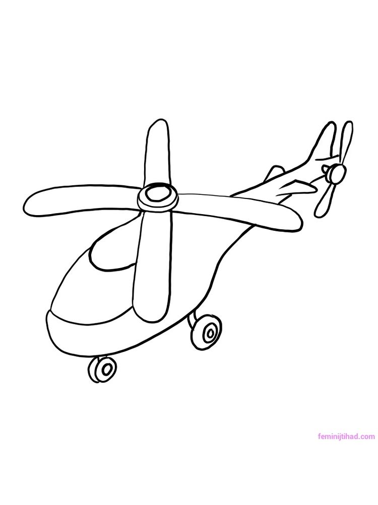 kartun gambar sketsa helikopter