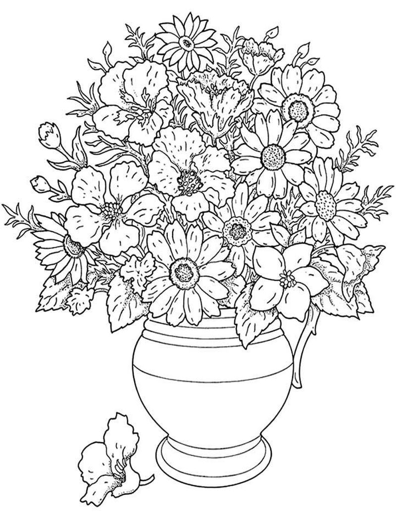 mewarnai gambar sketsa vas bunga cantik