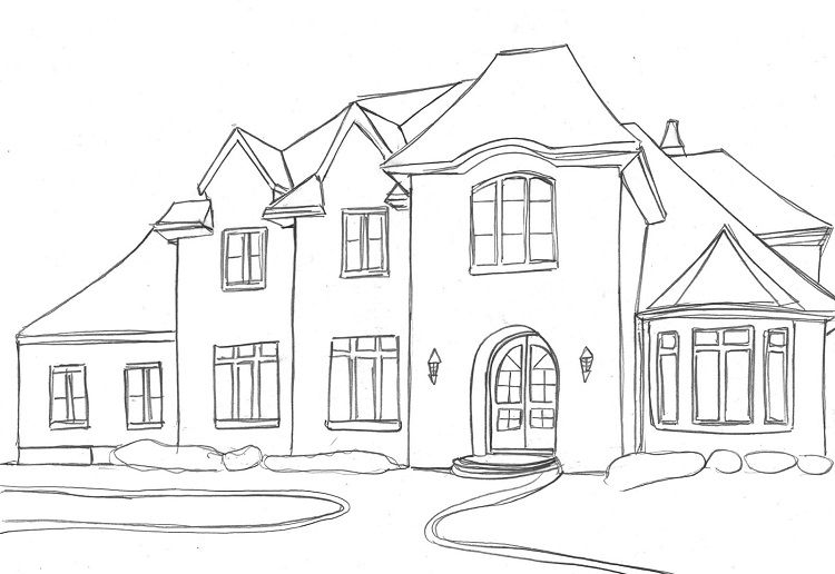 poto gambar sketsa rumah