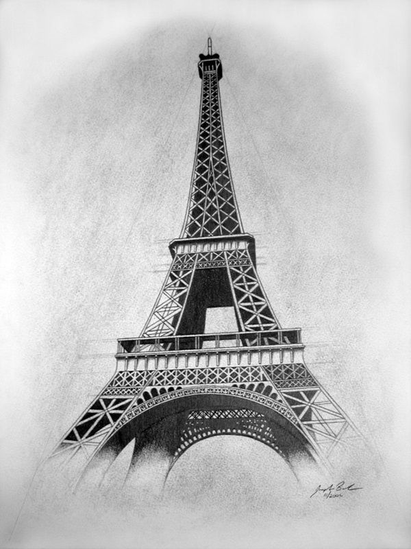 contoh gambar sketsa menara Eiffel png