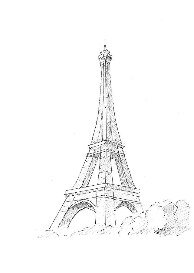 hd contoh gambar sketsa menara Eiffel