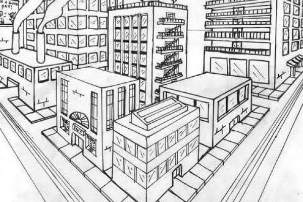 Gambar Sketsa Gedung Gedung Tingkat