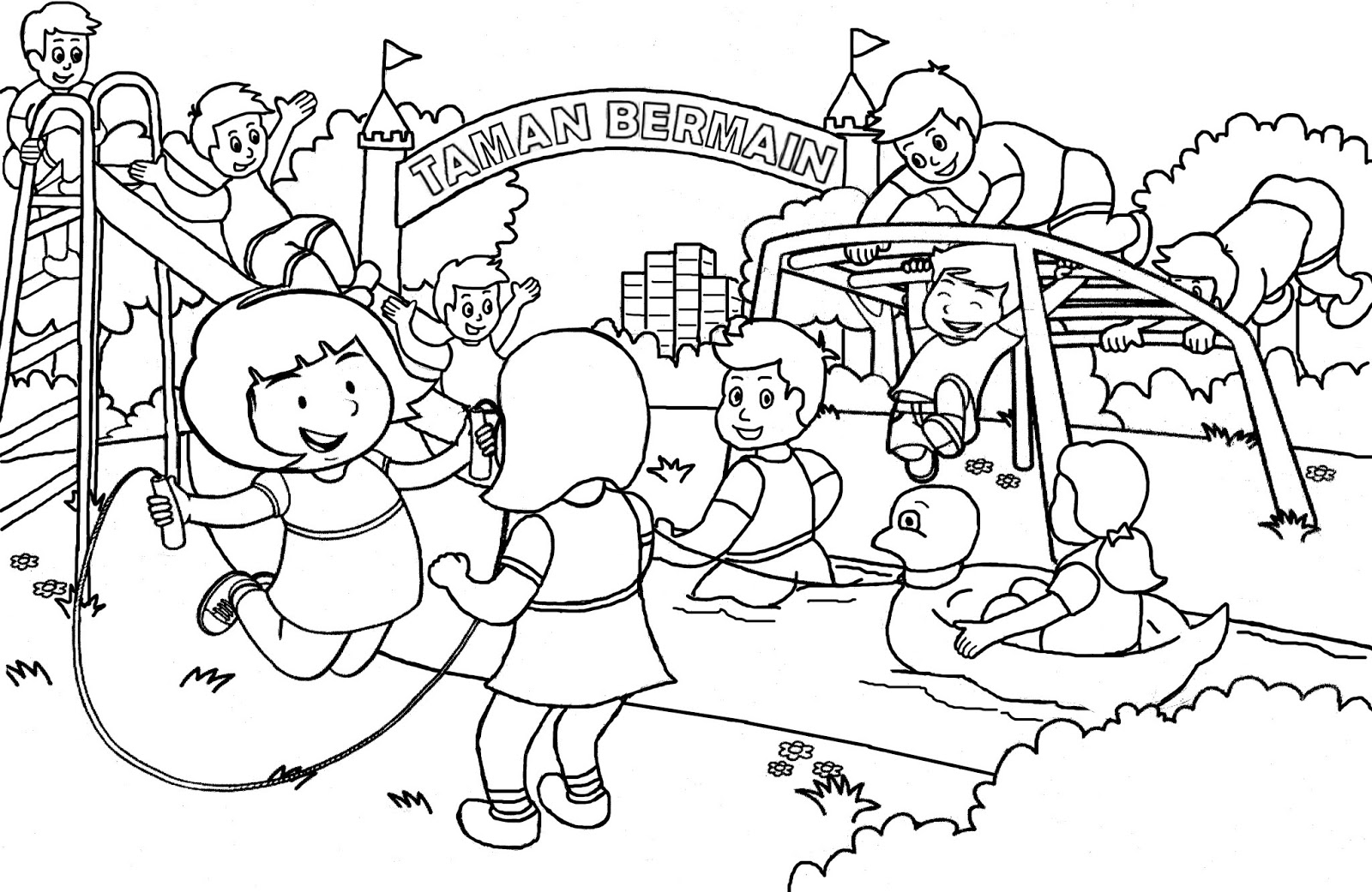 Gambar Sketsa Sekolah Taman Kanak Kanak
