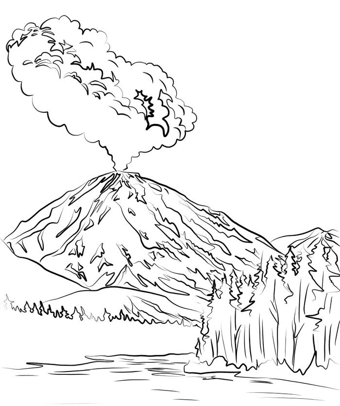 Gambar Mewarnai Gunung Meletus