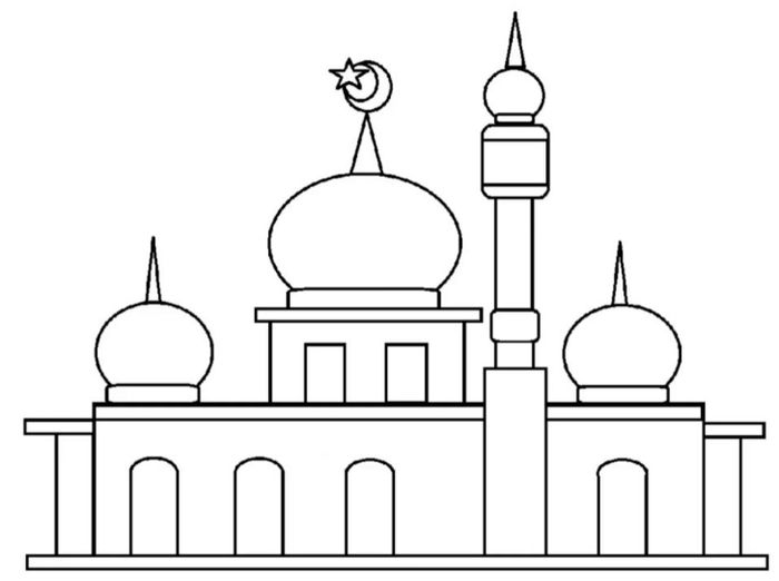 gambar masjid untuk mewarnai