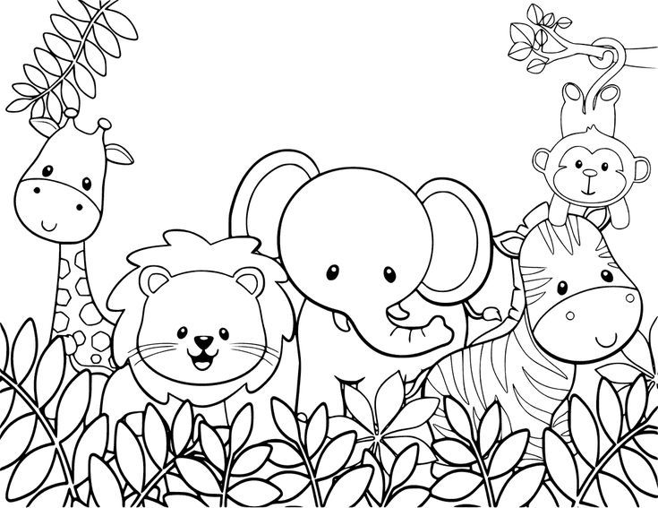 gambar sketsa hewan dan tumbuhan kartun